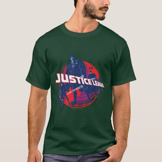 Justice League Global Heroes en Wereldbol T-shirt (Voorkant)