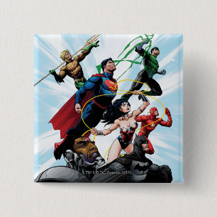 Justice League - Groep 1 Vierkante Button 5,1 Cm