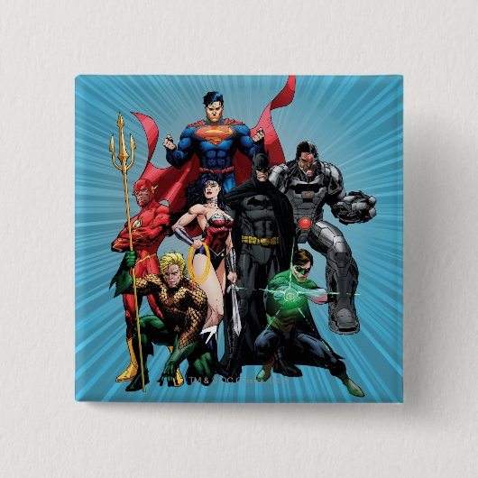 Justice League - Groep 2 Vierkante Button 5,1 Cm (Voorkant)