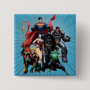 Justice League - Groep 2 Vierkante Button 5,1 Cm