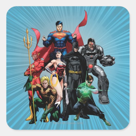 Justice League - Groep 2 Vierkante Sticker (Voorkant)