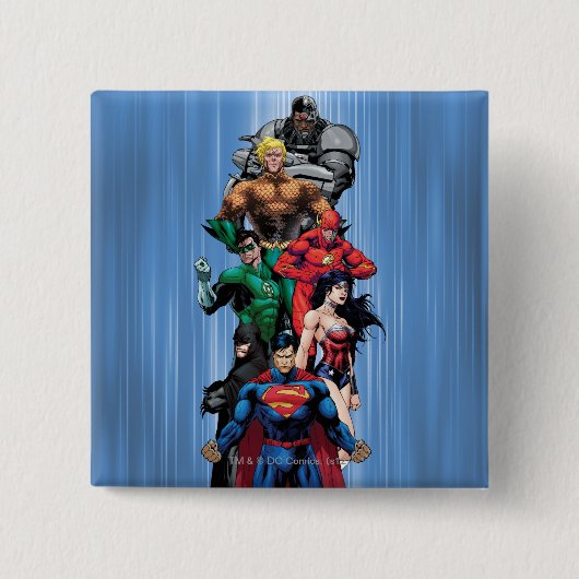 Justice League - Groep 3 Vierkante Button 5,1 Cm (Voorkant)