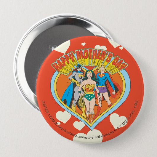Justice League | Happy Moederdag Ronde Button 4,0 Cm (Voorkant /achterkant)