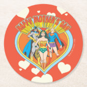 Justice League | Happy Moederdag Ronde Kartonnen Onderzetter (Voorkant)