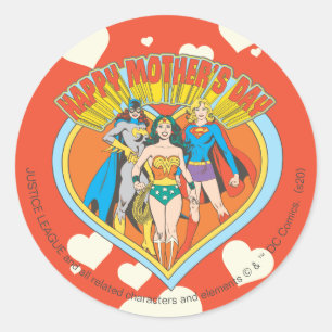 Justice League   Happy Moederdag Ronde Sticker