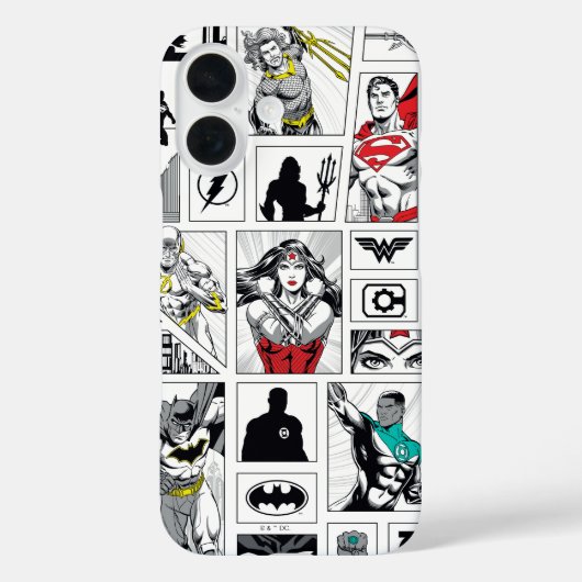 Justice League Heldhaftig Paneelpatroon Case-Mate iPhone Case (Achterkant)