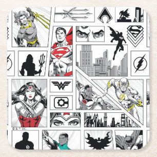 Justice League Heldhaftig Paneelpatroon Kartonnen Onderzetters