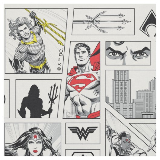 Justice League Heldhaftig Paneelpatroon Stof (Swatch)