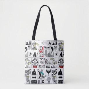 Justice League Heldhaftig Paneelpatroon Tote Bag