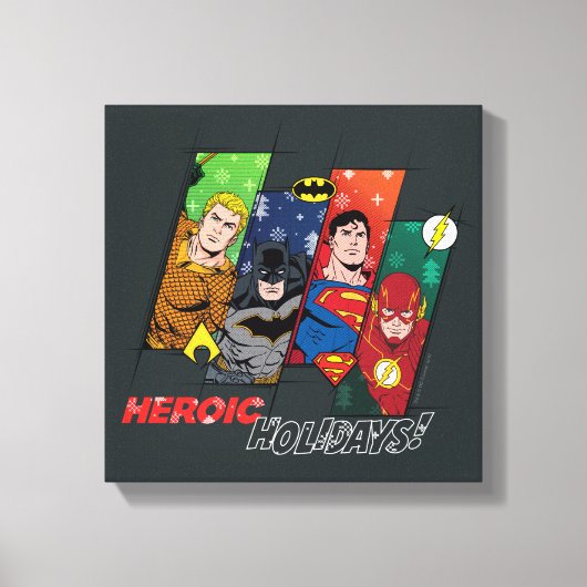 Justice League "Heroic Feestdagen!" Canvas Afdruk (Voorkant)