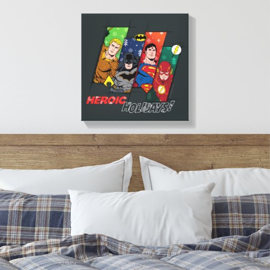 Justice League "Heroic Feestdagen!" Canvas Afdruk (Insitu (Slaapkamer))