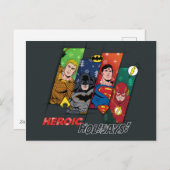 Justice League "Heroic Feestdagen!" Feestdagenkaart (Voorkant / Achterkant)