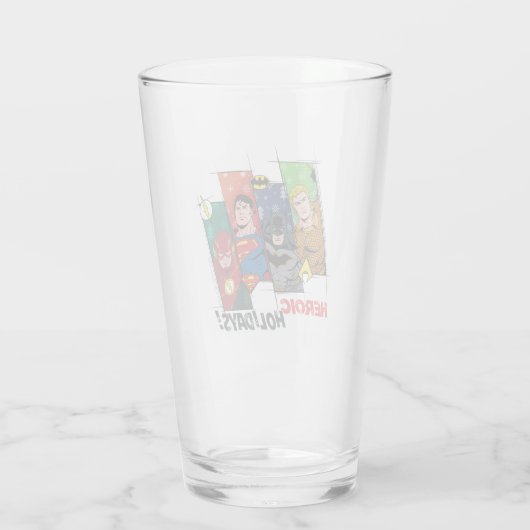 Justice League "Heroic Feestdagen!" Glas (Achterkant)
