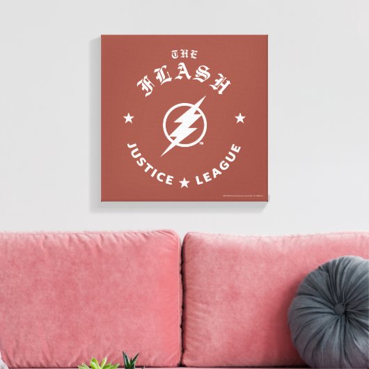 Justice League | Het Flash Retro Lightning Embleem Canvas Afdruk (Insitu (Woonkamer))