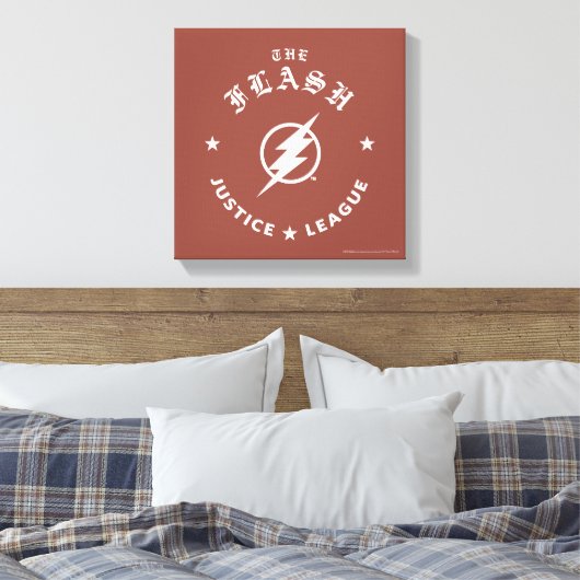 Justice League | Het Flash Retro Lightning Embleem Canvas Afdruk (Insitu (Slaapkamer))