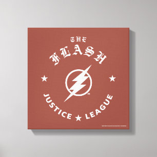 Justice League   Het Flash Retro Lightning Embleem Canvas Afdruk