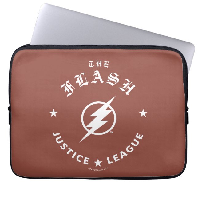 Justice League | Het Flash Retro Lightning Embleem Laptop Sleeve (Voorkant)