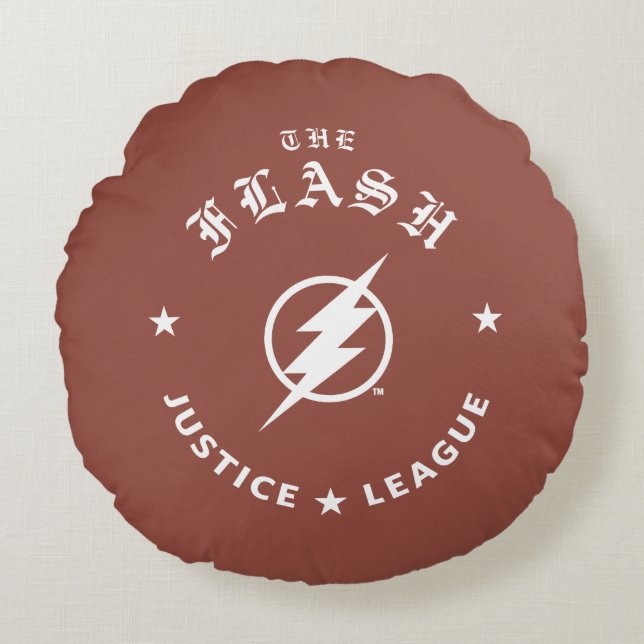 Justice League | Het Flash Retro Lightning Embleem Rond Kussen (Voorkant)