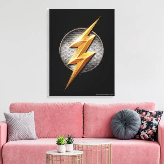 Justice League | Het symbool van de metalen bouten Canvas Afdruk (Insitu (Woonkamer))