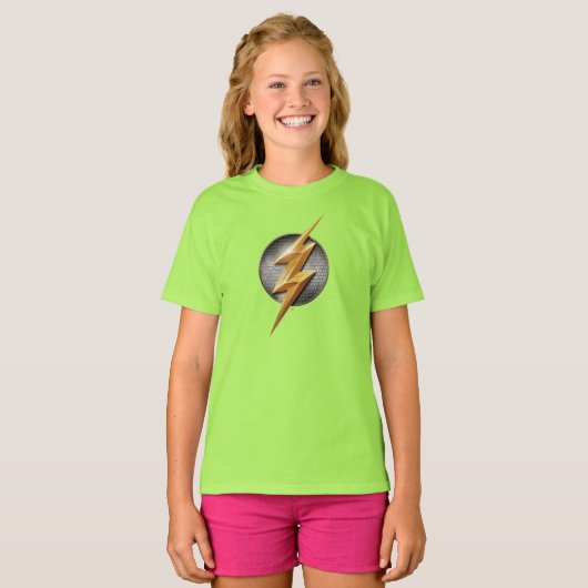 Justice League | Het symbool van de metalen bouten T-shirt (Voorkant volledig)