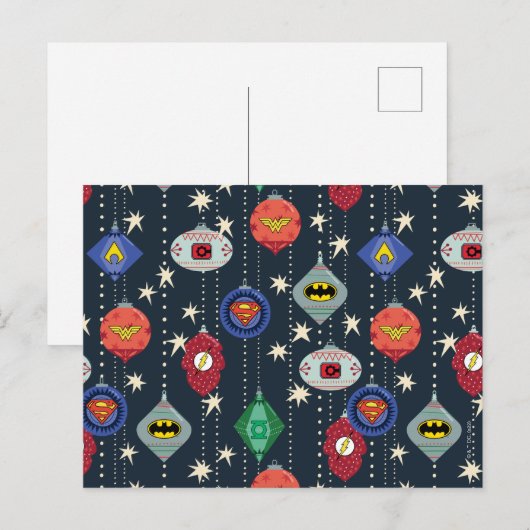 Justice League Holiday Bauble Pattern Feestdagenkaart (Voorkant / Achterkant)