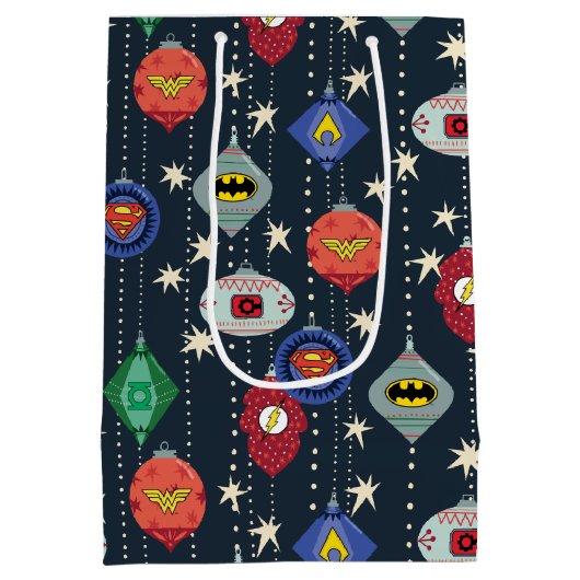 Justice League Holiday Bauble Pattern Medium Cadeauzakje (Achterkant)