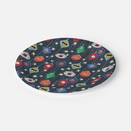 Justice League Holiday Bauble Pattern Papieren Bordje (Gekanteld)