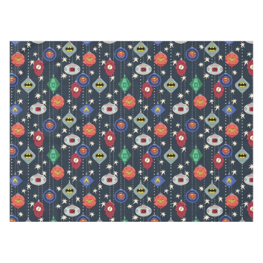 Justice League Holiday Bauble Pattern Tafelkleed (Voorkant (Horizontaal))