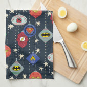 Justice League Holiday Bauble Pattern Theedoek (Quarter Fold)