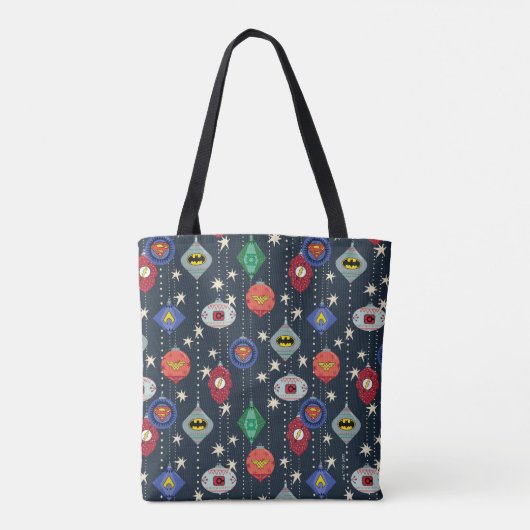 Justice League Holiday Bauble Pattern Tote Bag (Achterkant)