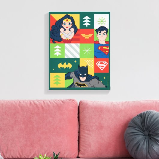 Justice League Holiday Collage Canvas Afdruk (Insitu (Woonkamer))