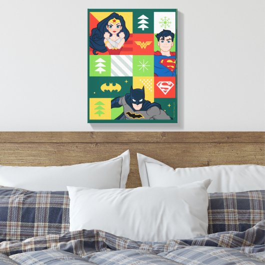 Justice League Holiday Collage Canvas Afdruk (Insitu (Slaapkamer))
