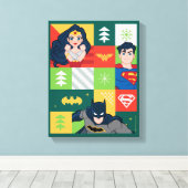 Justice League Holiday Collage Canvas Afdruk (Insitu (Houten vloer))
