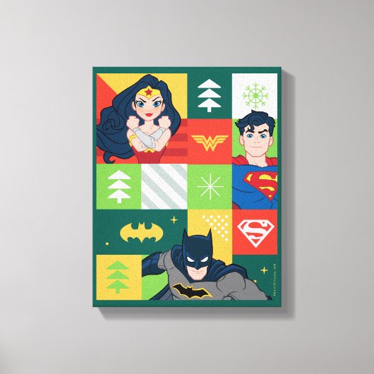 Justice League Holiday Collage Canvas Afdruk (Voorkant)