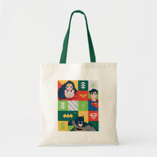 Justice League Holiday Collage Tote Bag