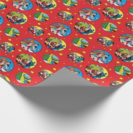 Justice League Holiday Comic Pattern Cadeaupapier (Hoek)