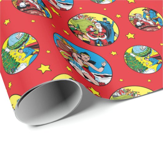 Justice League Holiday Comic Pattern Cadeaupapier (Rol Hoek)