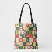 Justice League Holiday Grid Patroon Tote Bag (Voorkant)