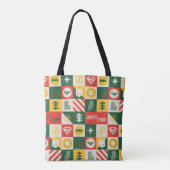 Justice League Holiday Grid Patroon Tote Bag (Achterkant)