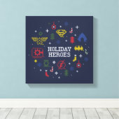 Justice League "Holiday Heroes" Faux Cross-Stitch Canvas Afdruk (Insitu (Houten vloer))