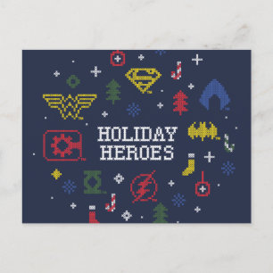 Justice League "Holiday Heroes" Faux Cross-Stitch Feestdagenkaart