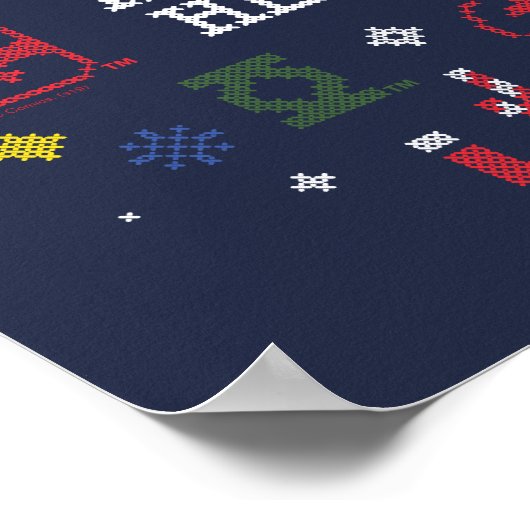 Justice League "Holiday Heroes" Faux Cross-Stitch Poster (Hoek)