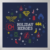 Justice League "Holiday Heroes" Faux Cross-Stitch Poster (Voorkant)