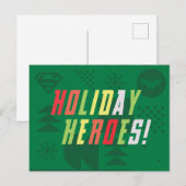 Justice League Holiday Heroes Graphic Feestdagenkaart (Voorkant / Achterkant)