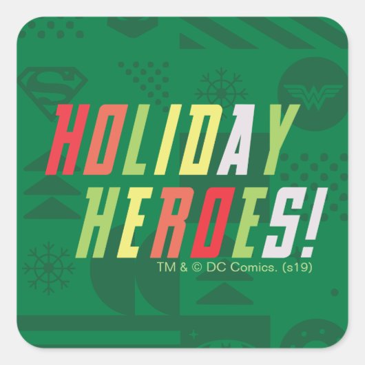 Justice League Holiday Heroes Graphic Vierkante Sticker (Voorkant)