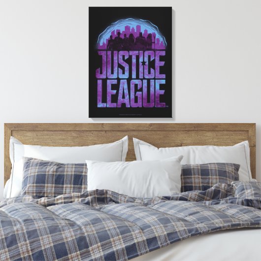 Justice League | Justice League City Silhouette Canvas Afdruk (Insitu (Slaapkamer))