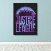 Justice League | Justice League City Silhouette Canvas Afdruk (Insitu (Houten vloer))