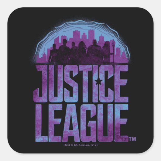 Justice League | Justice League City Silhouette Vierkante Sticker (Voorkant)