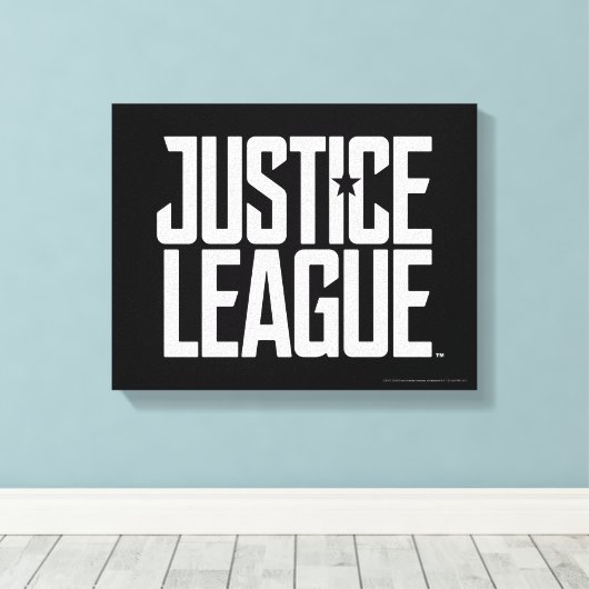 Justice League | Justice League Logo Canvas Afdruk (Insitu (Houten vloer))