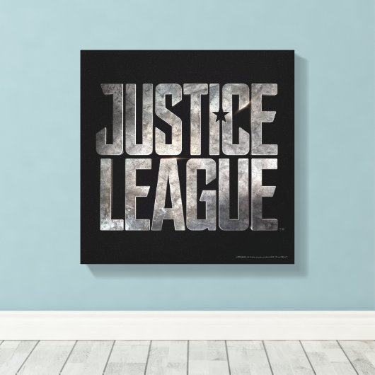 Justice League | Justice League Metallic Logo Canvas Afdruk (Insitu (Houten vloer))